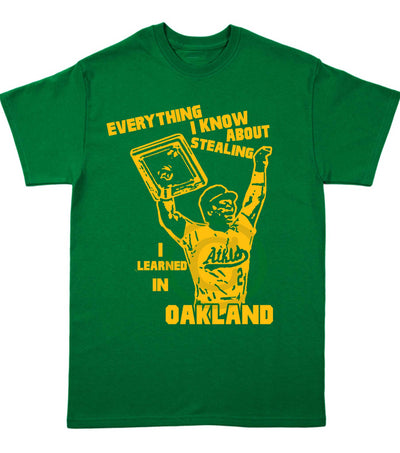 This everything I know about stealing I learned in Oakland shirt is great for a fathers day gift. It's a great christmas gift as well for any rickey henderson fan