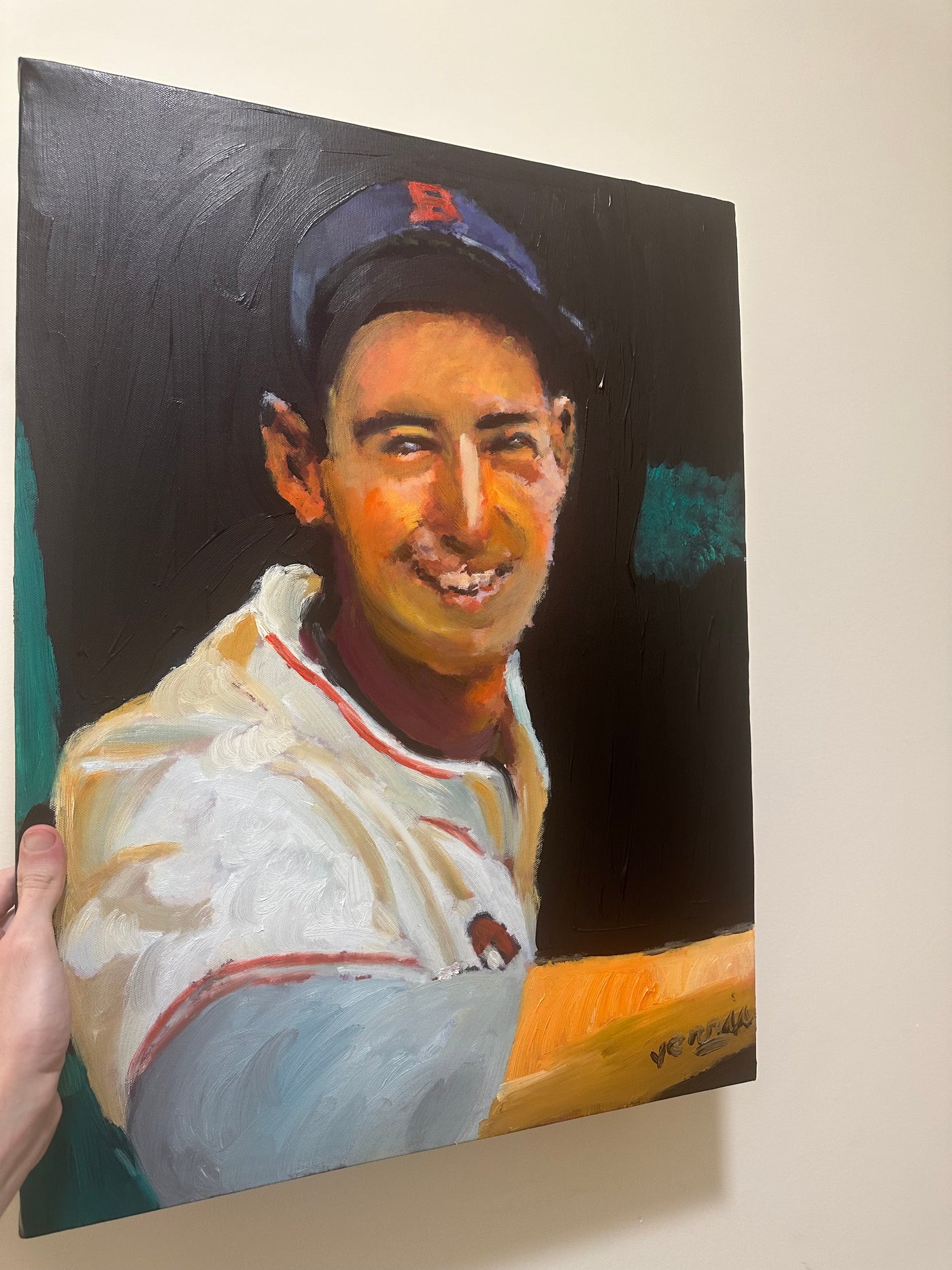 Ted Williams painting on canvas  18x24 Baseball art