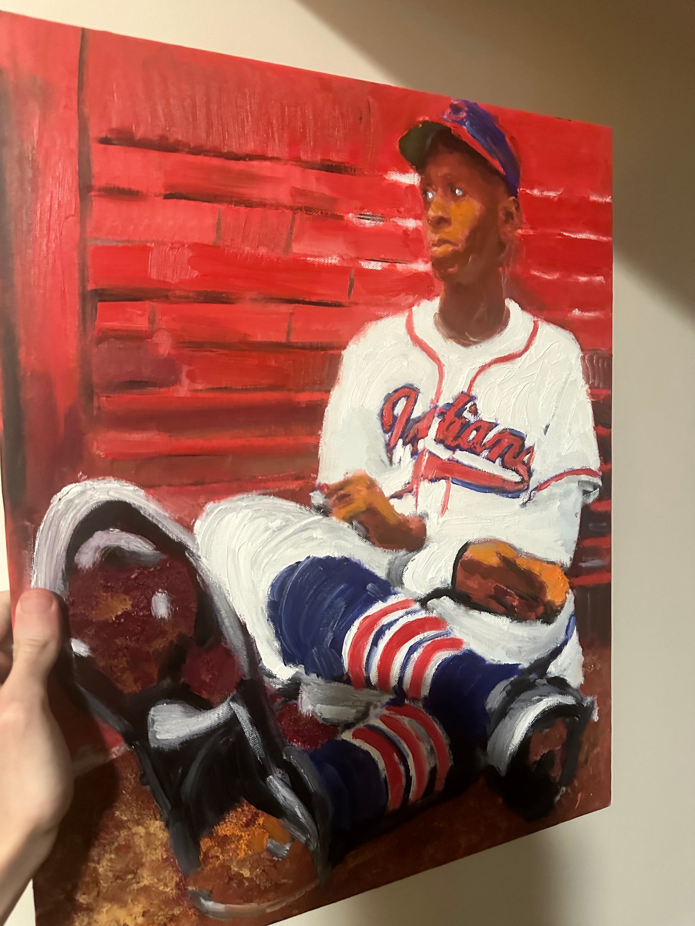 Satchel Paige Original Painting Baseball Art autographed by the artist