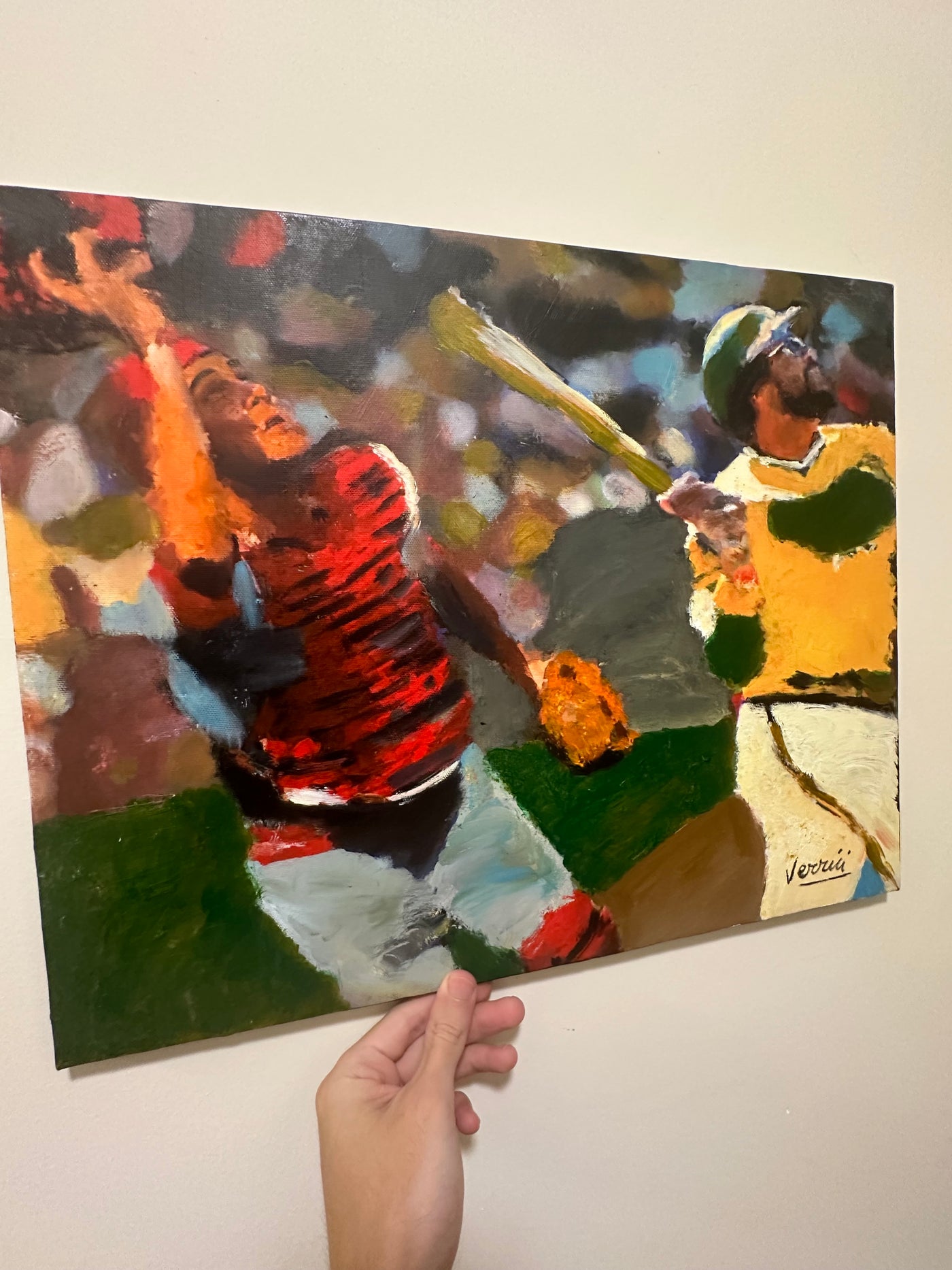 Johnny bench vs Reggie Jackson 16x20 painting