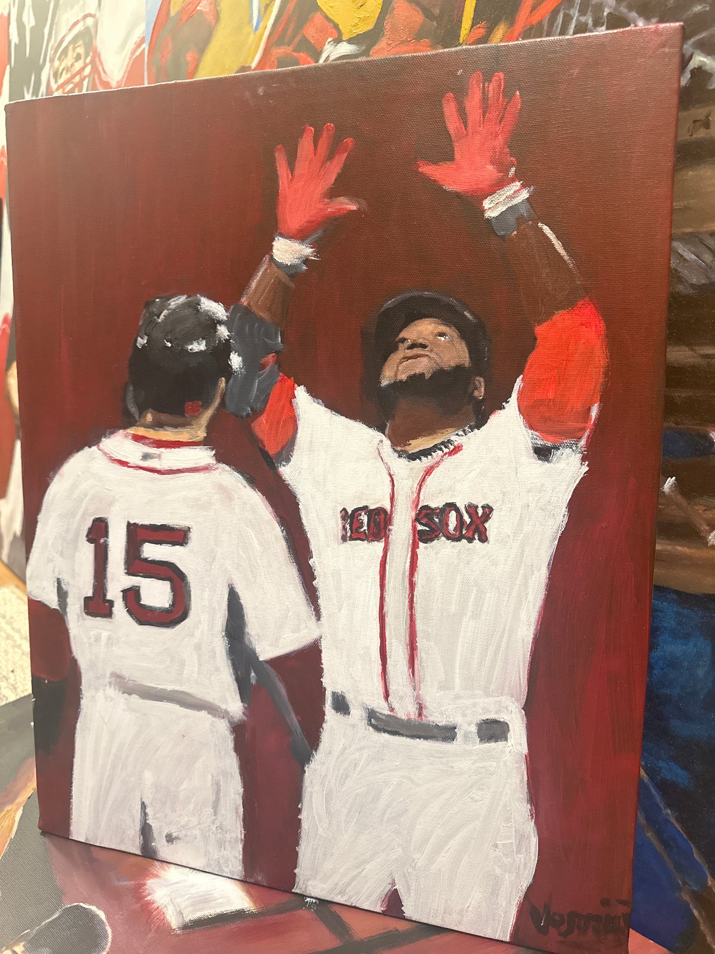 "Papi and The Kid" Dustin Pedroia & David Ortiz Painting