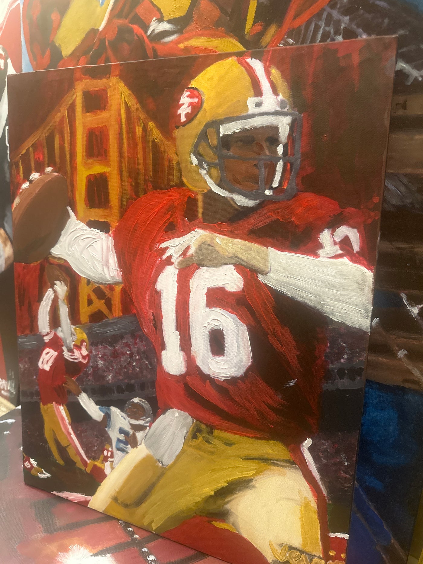 "The Candlestick Catch" Joe Montana & Dwight Clark Painting