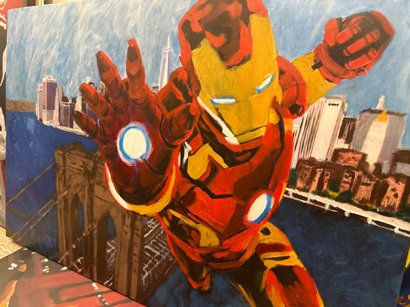 "Iron Man over NYC" Robert Downey Jr Painting