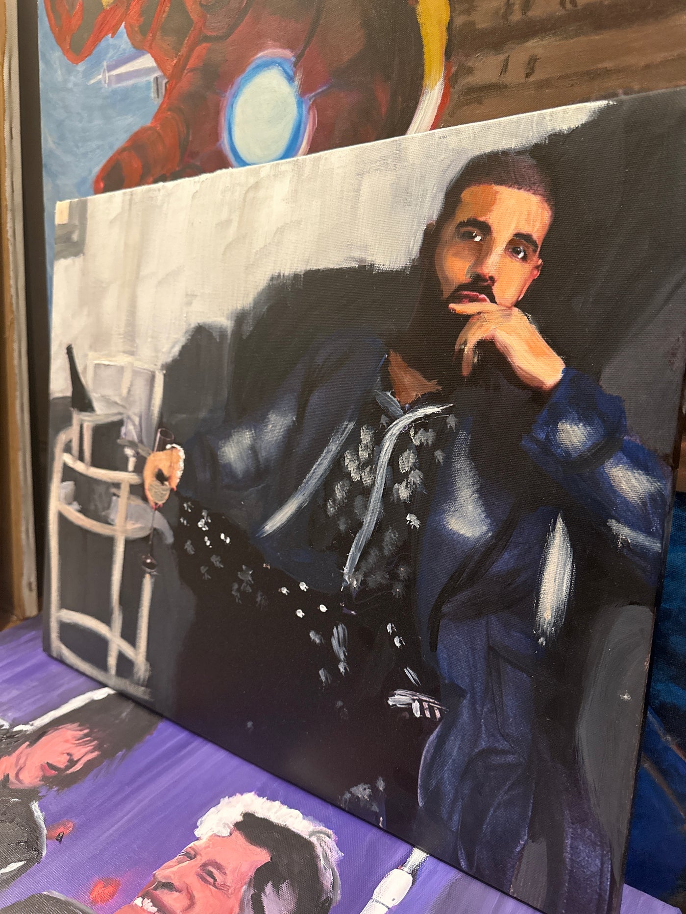 "Buying Bottles for Verrici" Drake Painting