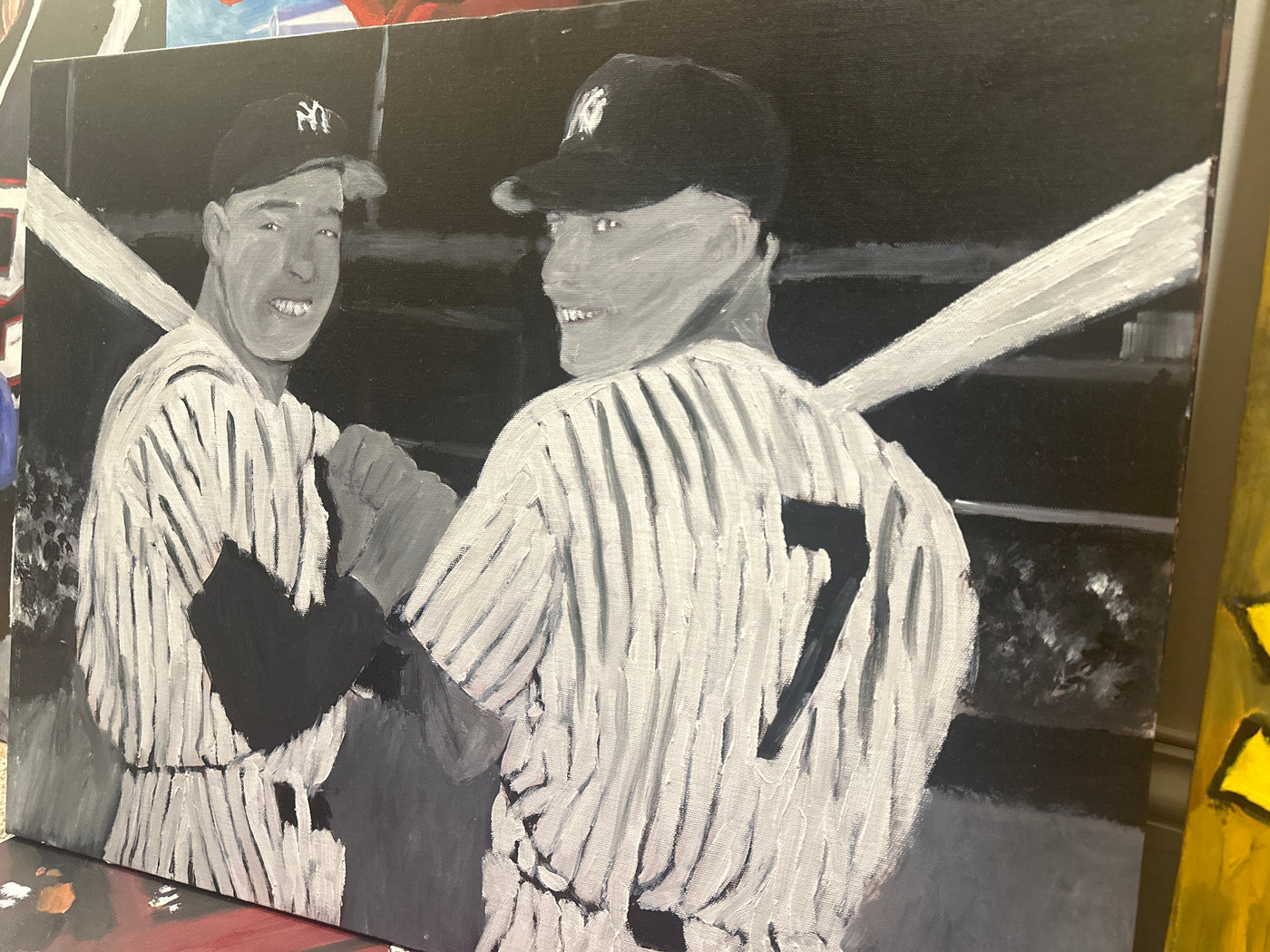 "Joe D and The Mick" Joe DiMaggio and Mickey Mantle Painting