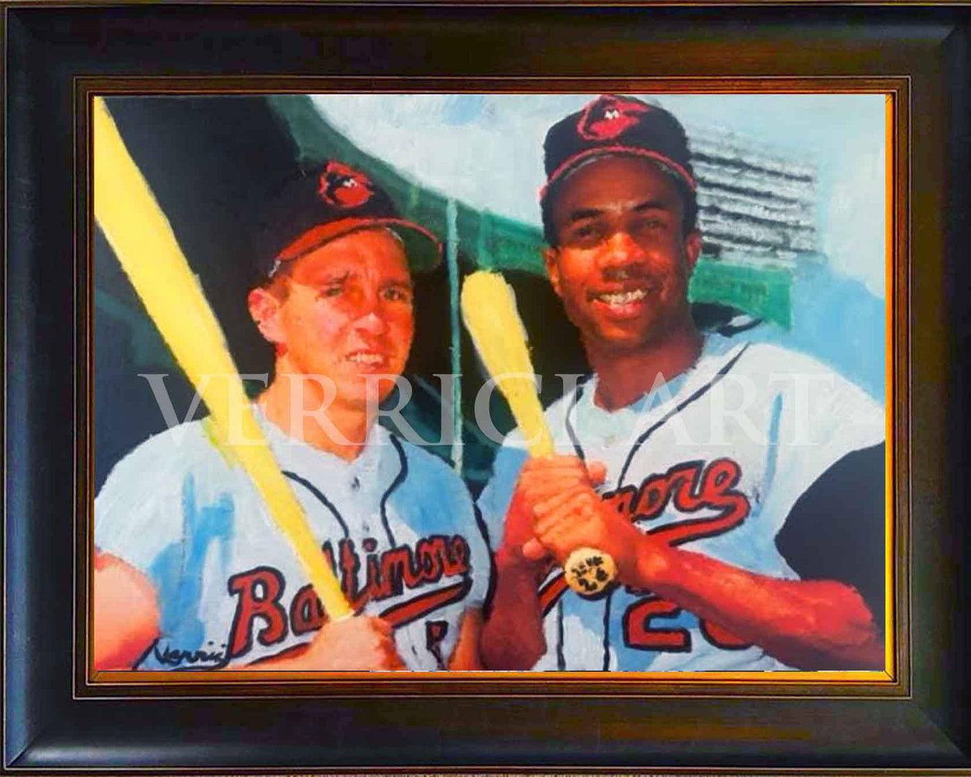 Brooks Robinson and Frank Robinson Painting Baltimore Orioles Baseball Art