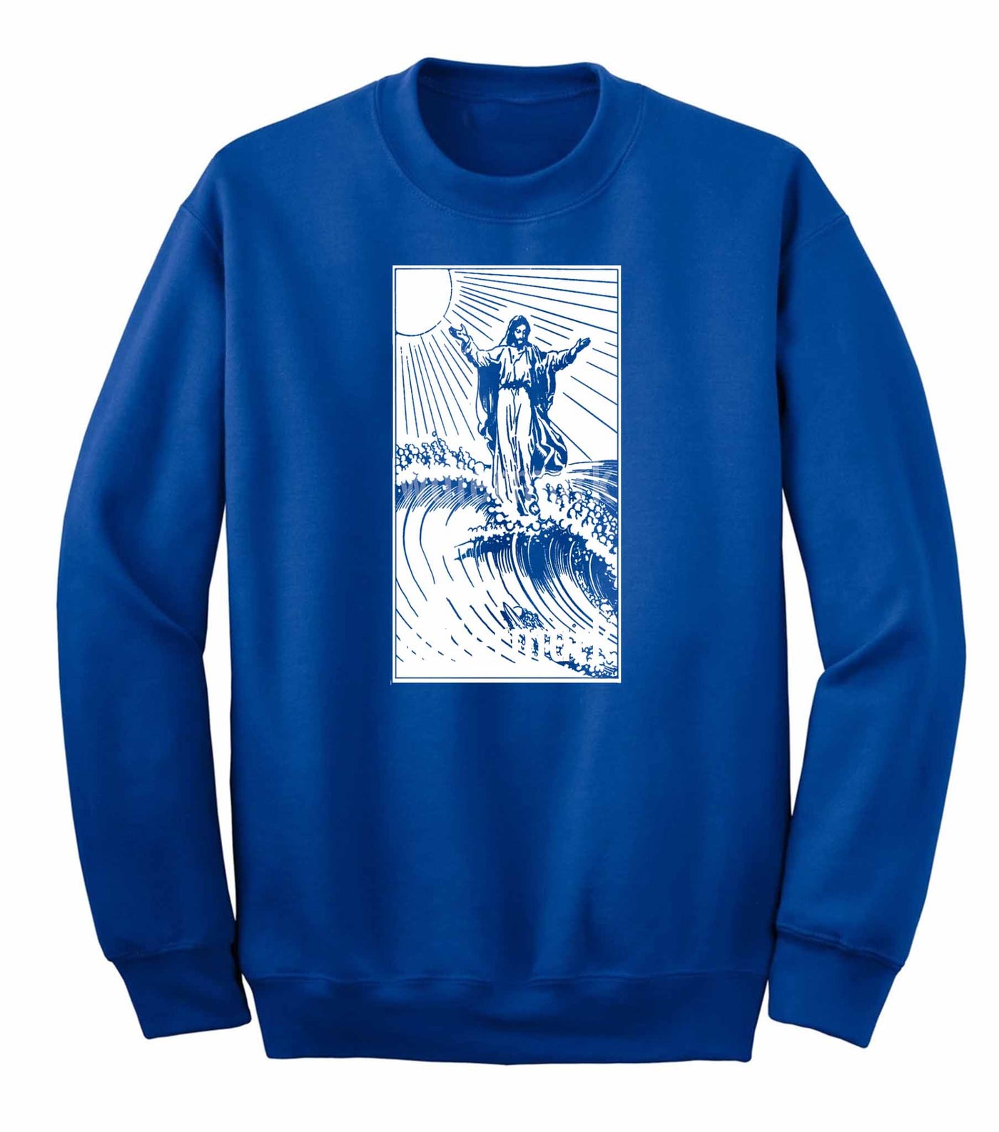 Surfing Jesus Walk on Water Sweatshirt