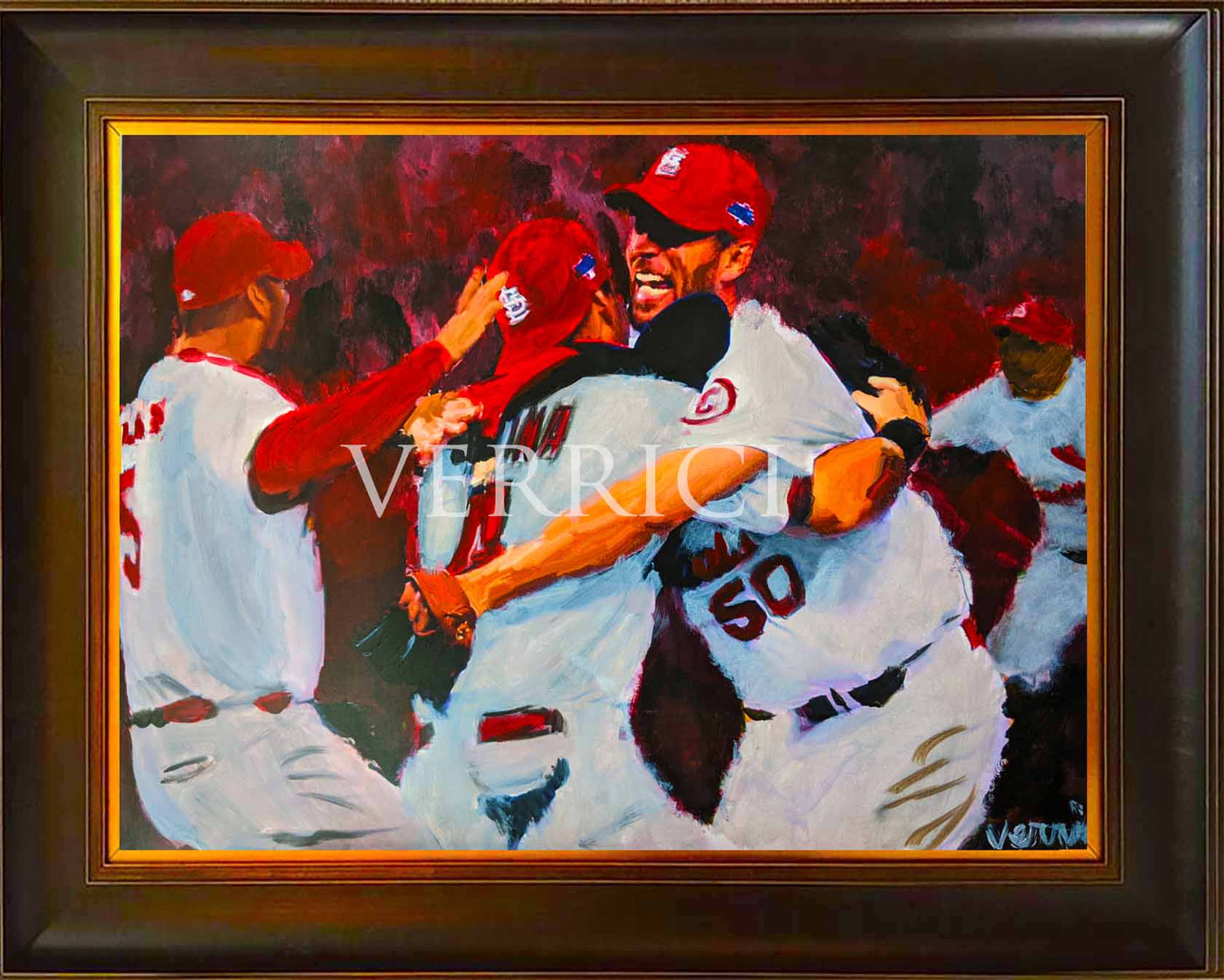 "St. Louis Celebration" Yadier Molina & Adam Wainwright & Albert Pujols Painting