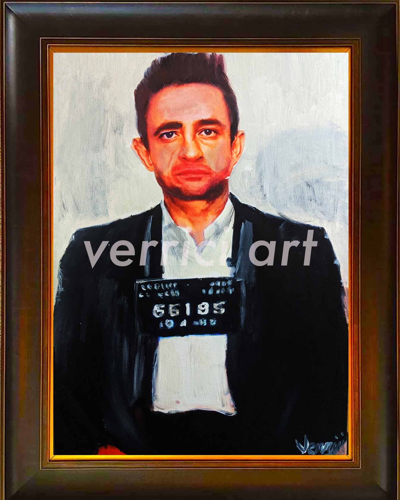 Johnny Cash Mugshot "Man in Black" Painting